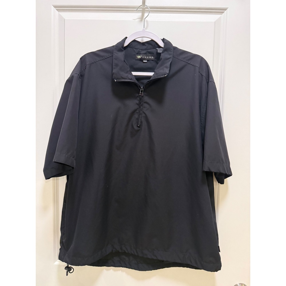Wedge Mens Short Sleeve Quarter Zip Golf Windbreaker Black Pullover Size M